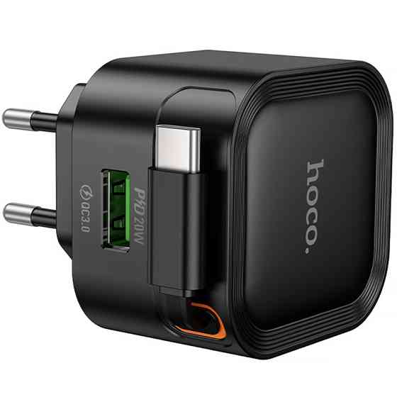 Уценка СЗУ Hoco C154A Changer With Retractable Cable Type-C PD20W+QC3.0 (1USB-C) Херсон