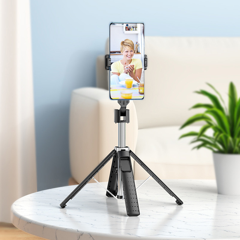 Монопод для селфи Hoco K18 Wave с треногой + съемный BT пульт Херсон - зображення 8