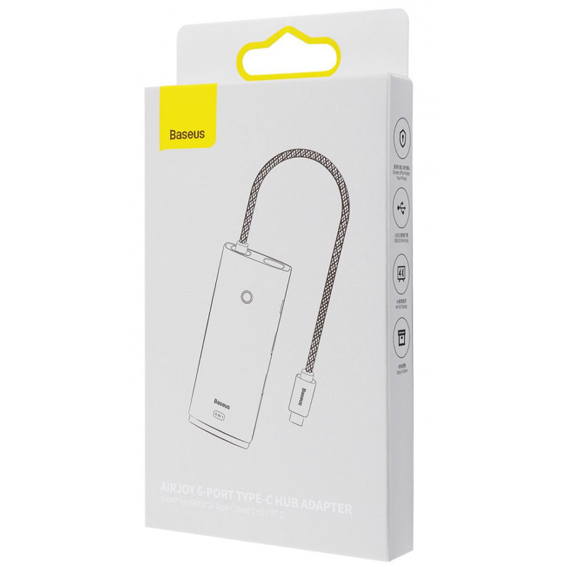 Переходник HUB Baseus Lite Series 6in1 (Type-C to HDMI + 2xUSB 3.0 + PD+SD/TF) (WKQX05) Херсон - зображення 6