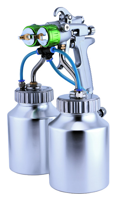 Пистолет покрасочный пневматический HVLP 1,3 (2 бачка, 2 форсунки) AUARITA PT-29B-1.3 Харків - зображення 1