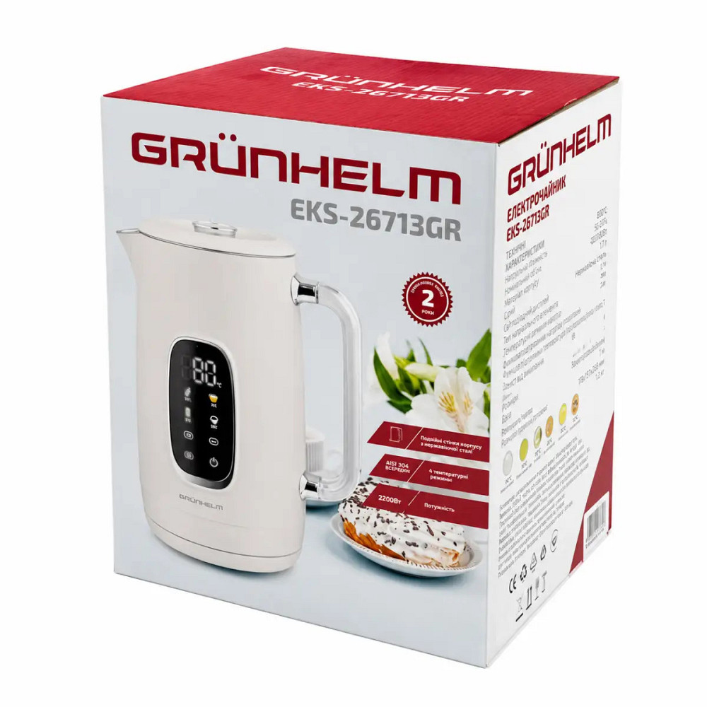 Электрочайник Grunhelm EKS-26713GR 1.7 л серый Київ - зображення 6