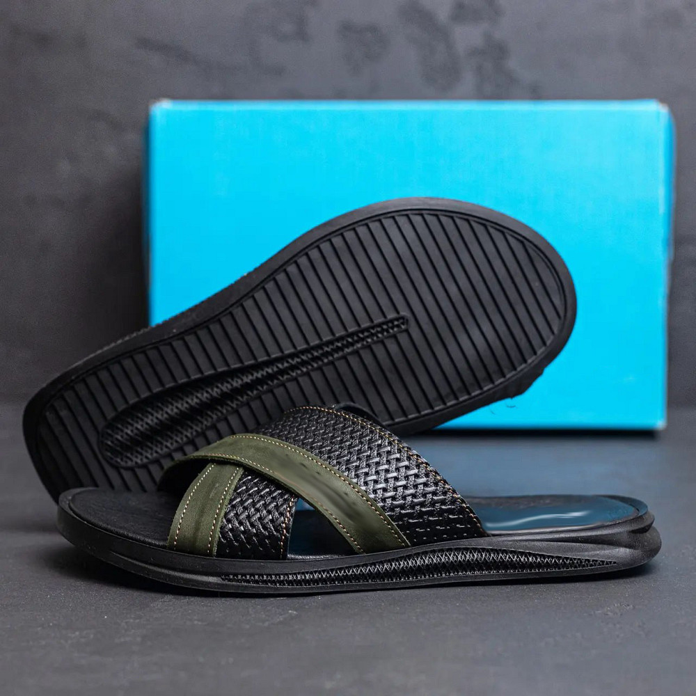 Мужские кожаные  летние шлепанцы-сланцы Київ - зображення 8