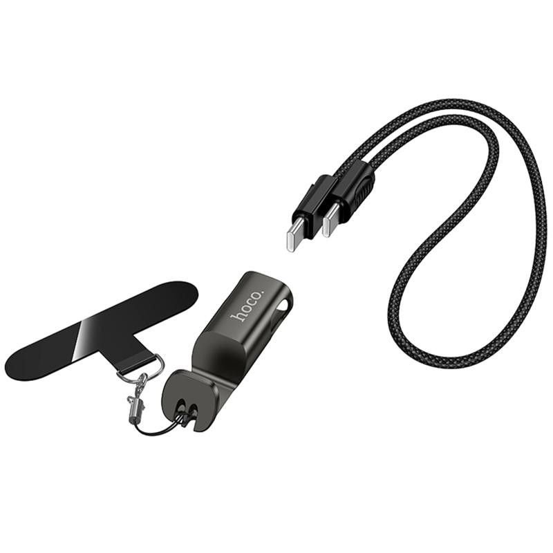 Дата кабель Hoco X126 Experto Type-C to Type-C 60W + Phone Holder & Lanyard (0.35m) Херсон - зображення 4