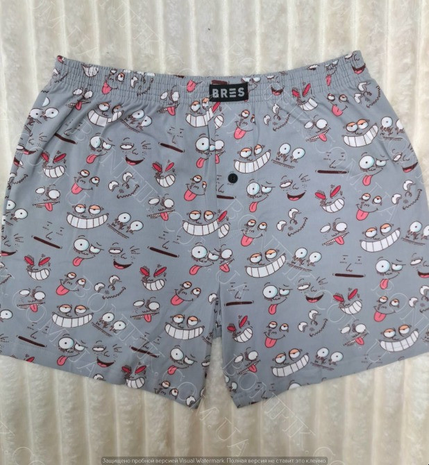 Мужские серые семейные трусы с принтом «Смешные рожицы» BRES (арт. MBXK 306/01/122) Кривой Рог - изображение 2