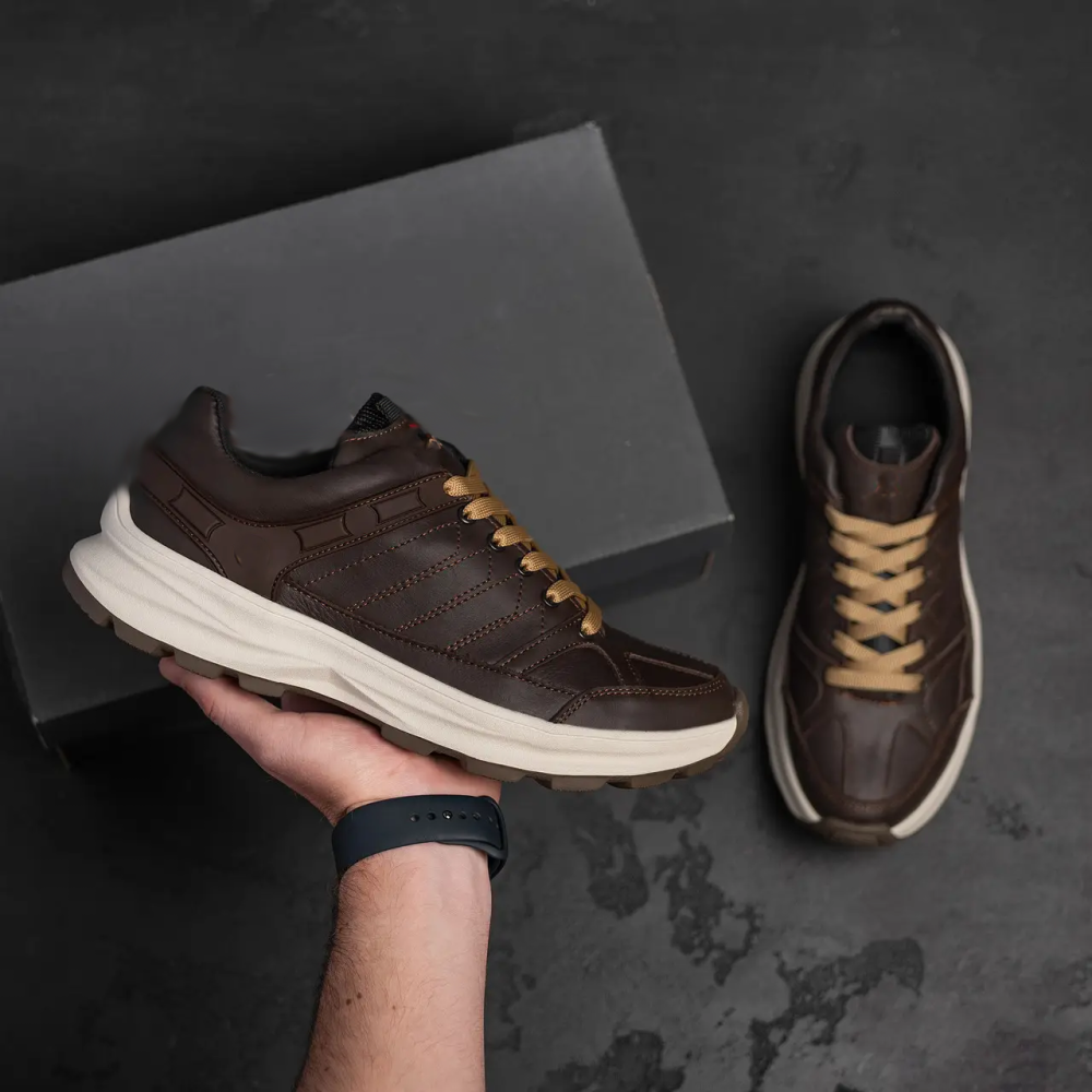 Мужские кожаные кроссовки Clasic Brown Київ - зображення 4