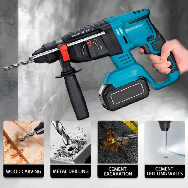 Перфоратор акумуляторний безщітковий KRAFFTEC 48V 2 акб 4.0AH дриль на акамуляторі для дому в кейсі Львов - изображение 5