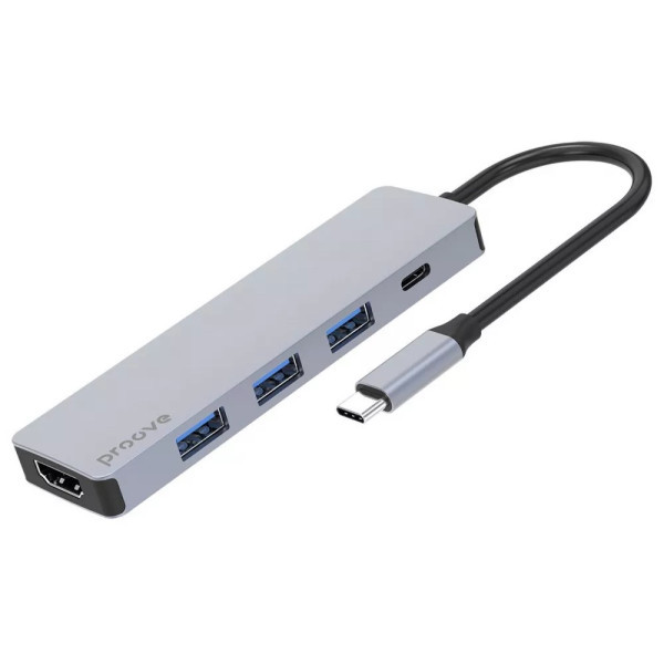 USB HUB  Proove Iron Link 5 in 1 (3*USB3.0 + Type C + HDMI) Silver (HBIL00010604) (Код товару:41975) Харьков - изображение 1