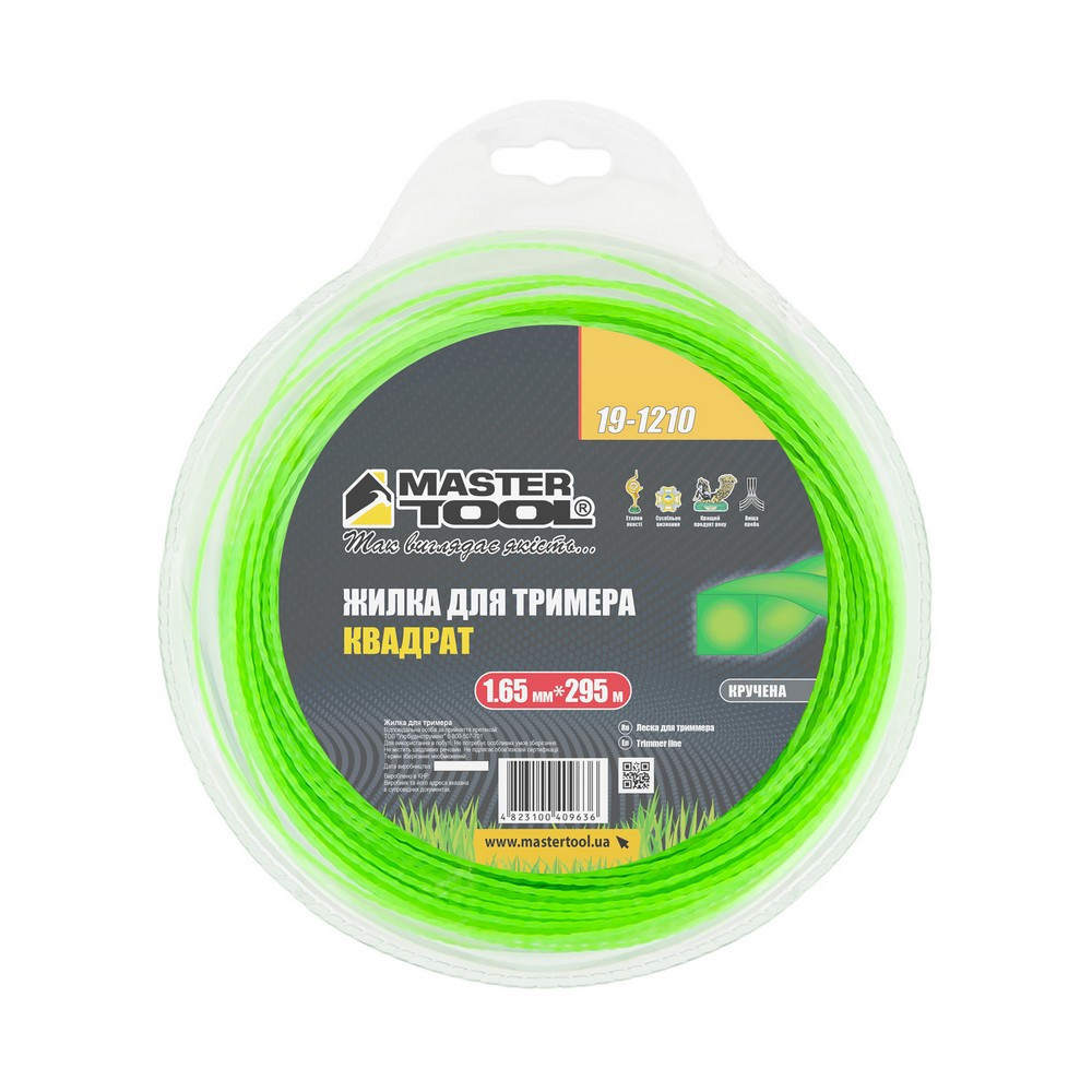 Леска для триммера MASTERTOOL КВАДРАТ КРУЧЕННЫЙ 1,65 мм 295 м блистер 19-1210 Харьков - изображение 2