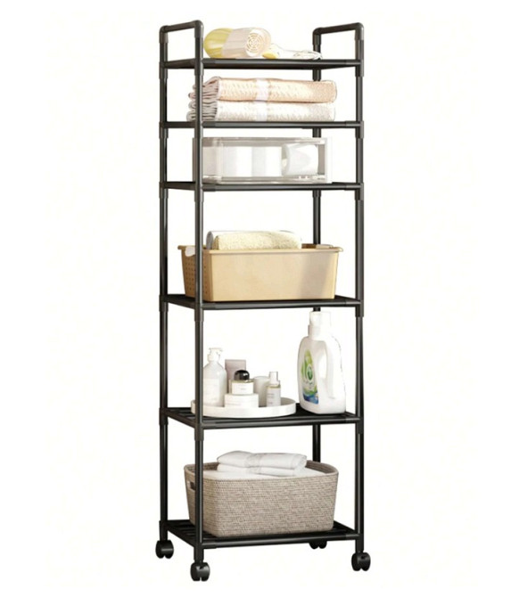 6-рівневий підлоговий стелаж для зберігання з роликами, візок для кухні, ванної кімнати, Одеса - зображення 2
