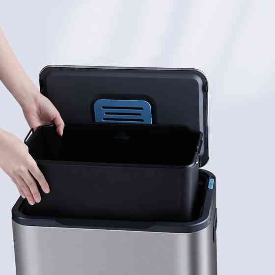 Ведро для мусора с педалью JAH 30 л Soft Close серебряный металлик с внутренним ведром Київ