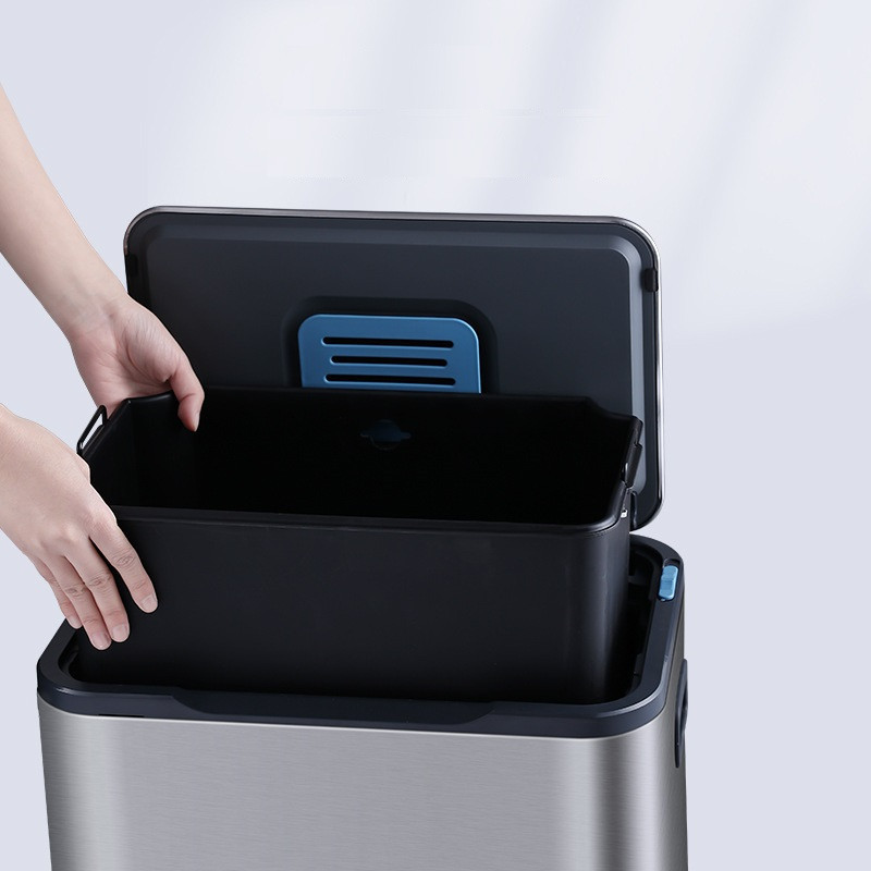 Ведро для мусора с педалью JAH 30 л Soft Close серебряный металлик с внутренним ведром Київ - зображення 2