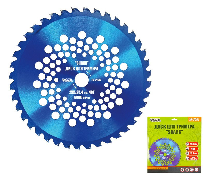 Диск для триммера MASTERTOOL "SHARK" 255х25.4х40Т с победитовой напайкой 19-2001 Харків - зображення 1