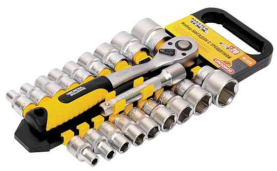 Набор головок торцевых 6-гранных MASTERTOOL ½" 8-32 мм с трещоткой 72 зубца удлинитель CrV 20 шт 78- Харків