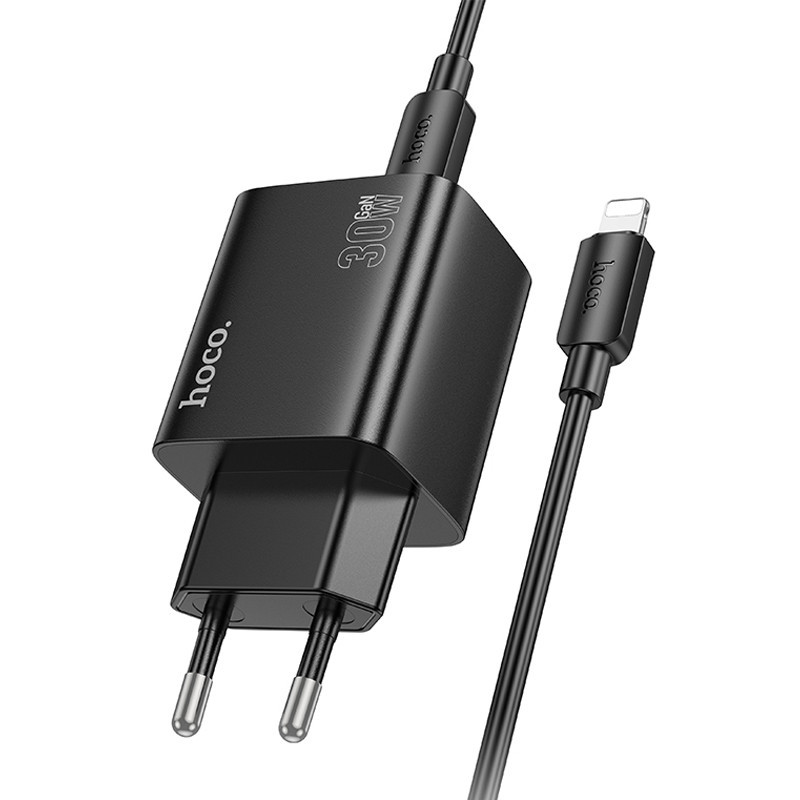 СЗУ Hoco N56 Fundador PD30W+QC3.0 (2USB-A/2C) + кабель Type-C to Lightning Херсон - зображення 3