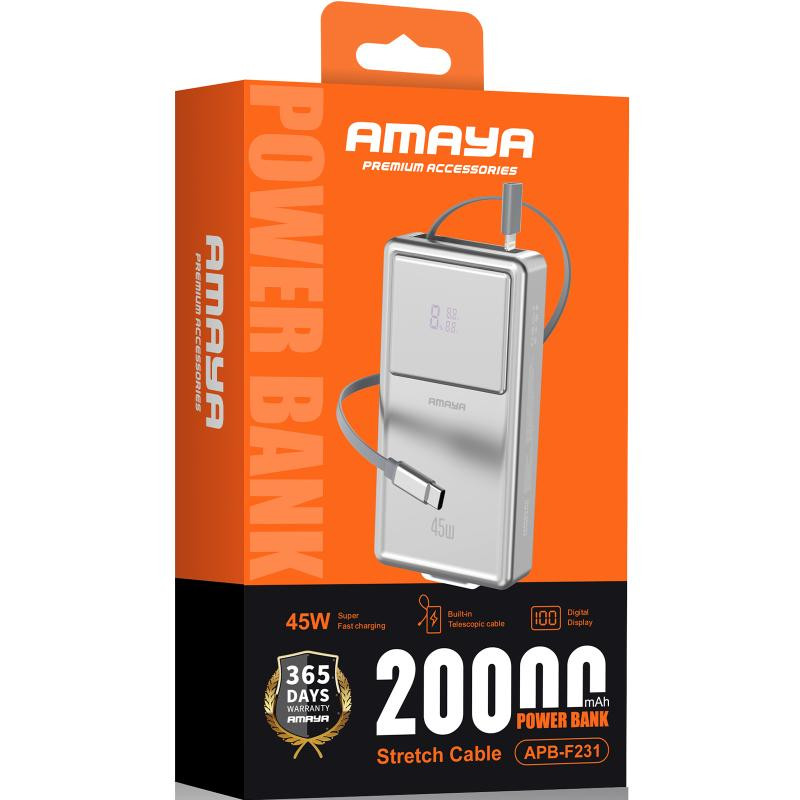 Портативное ЗУ Power Bank Amaya APB-F231 45W with display and cable 20000 mAh Херсон - зображення 2