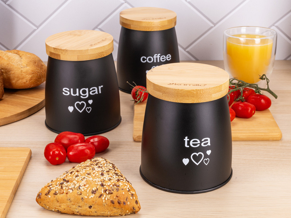 Набор ёмкостей Kamille для чая, кофе и сахара 3 шт. чёрные KM1129 Одеса - зображення 8