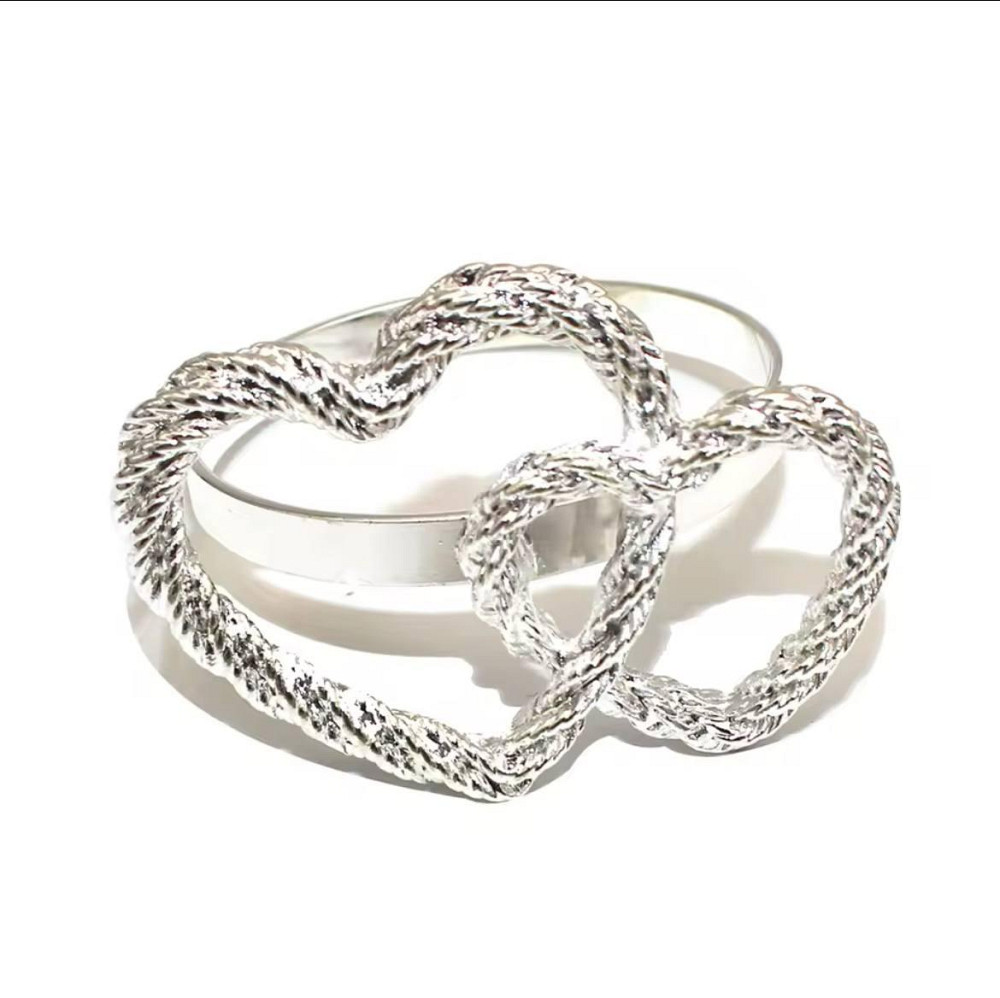 Набор колец для салфеток Leeseph Сердца Silver 6 шт Одеса - зображення 2