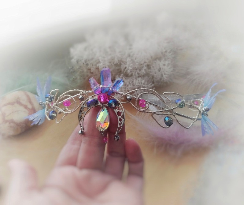 Легенда діадема тіара обруч оберіг на чоло фентезі казкова прикраса кварц місяць Луцк - изображение 6