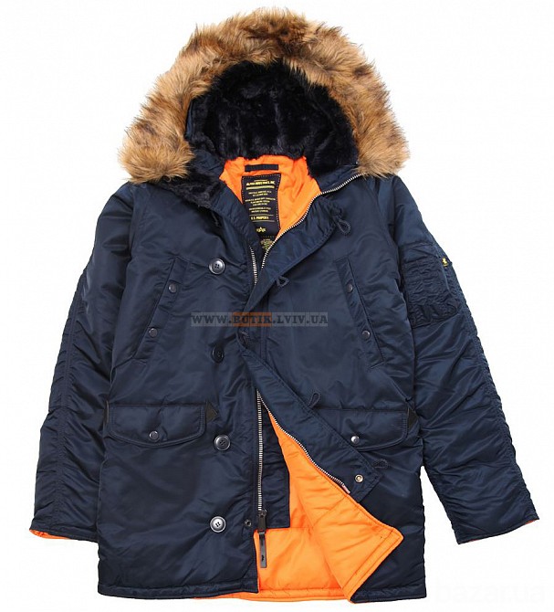 Зимова куртка аляска Alpha Industries Slim Fit N-3B Parka (синя) Луцьк - зображення 1
