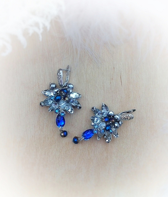 Ярослава сапфірова сережки синій електрик прозорий підвіска англійський до комплекту Луцьк - зображення 3