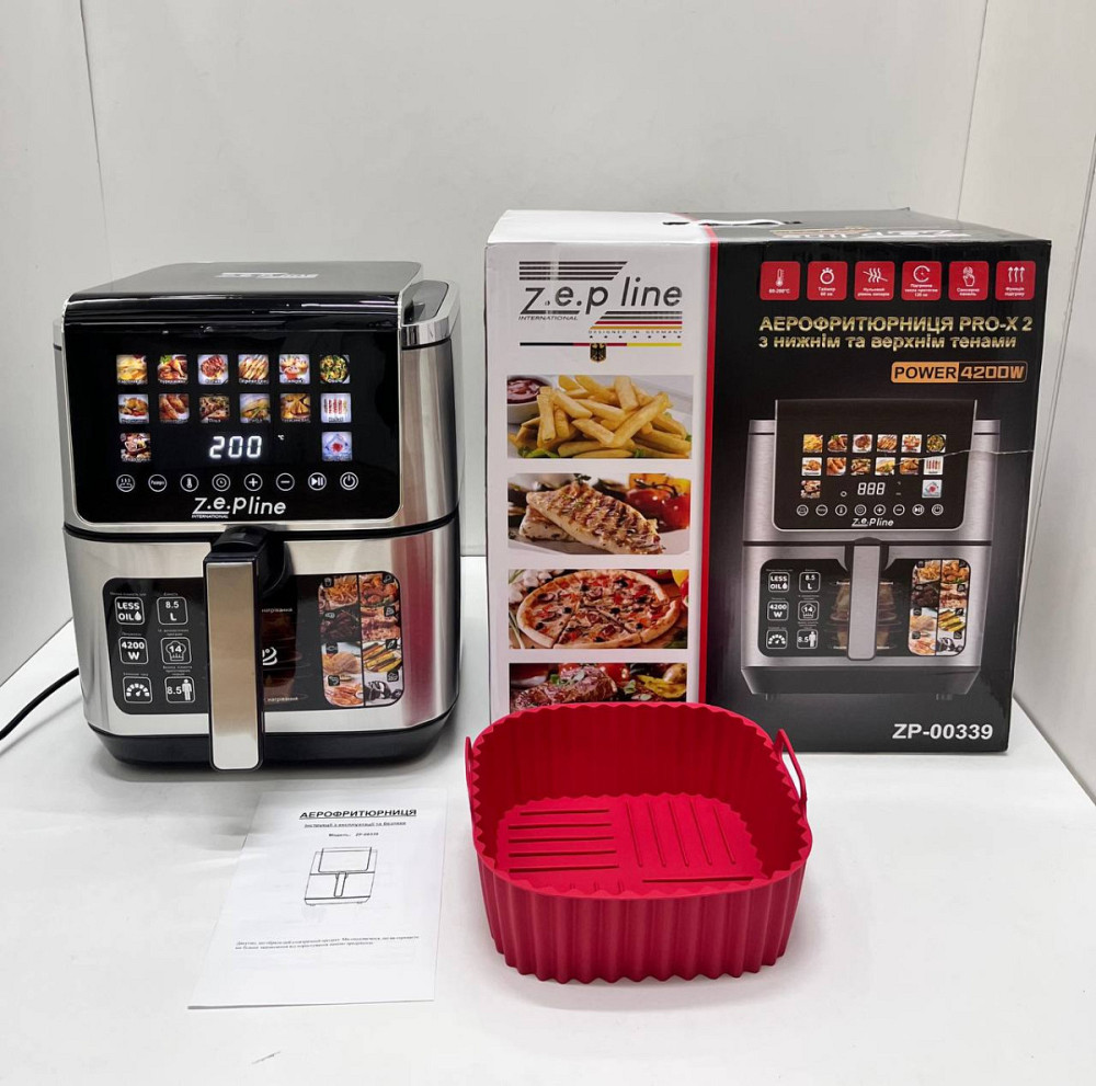 Аэрогриль мультипечь на два тэна с силиконовой формой Zepline ZP-00339 13 л 4200 Вт Київ - зображення 3