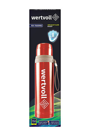 Термос WERTVOLL "ENJOY" 750 мл SS красный RX-7000RD Харьков - изображение 4