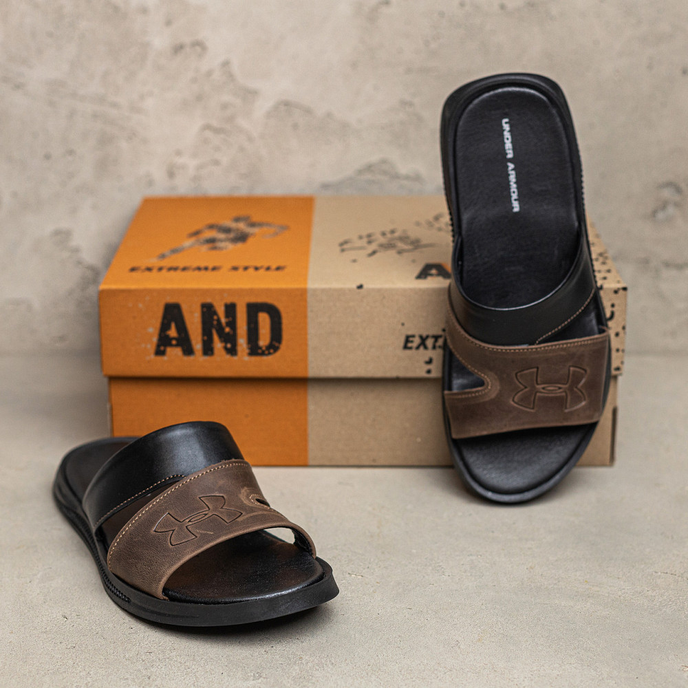 Мужские кожаные  летние шлепанцы-сланцы Under Armour Київ - зображення 7