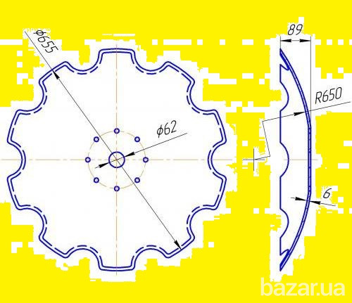 Диск бороны АГ, АГД, УДА (диаметр 655мм. и 510мм.) Запорожье - изображение 1