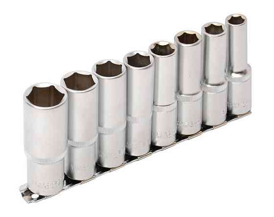 Набор головок торцевых 6-гранных удлиненных MASTERTOOL ½" 10-22 мм L 78 мм CrV 8 шт 78-1208 Харків