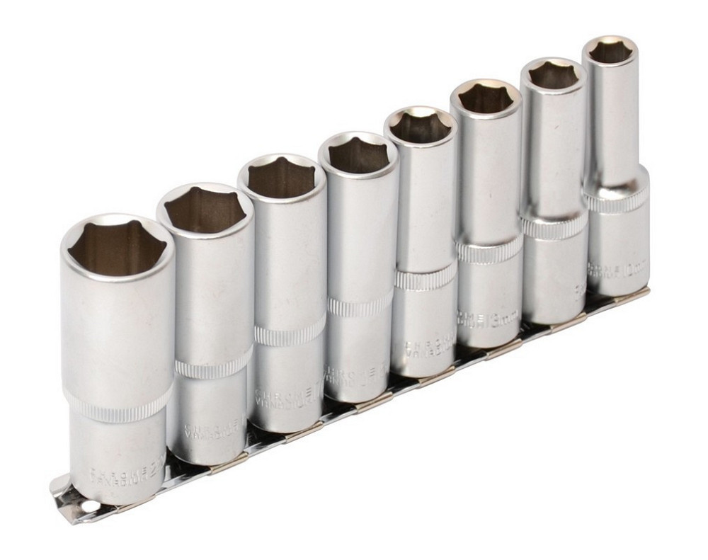 Набор головок торцевых 6-гранных удлиненных MASTERTOOL ½" 10-22 мм L 78 мм CrV 8 шт 78-1208 Харків - зображення 1