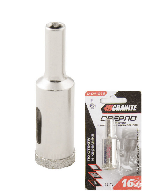 Сверло для стекла и керамики GRANITE трубчатое с алмазным напылением 16 мм 2-01-216 Харків - зображення 1