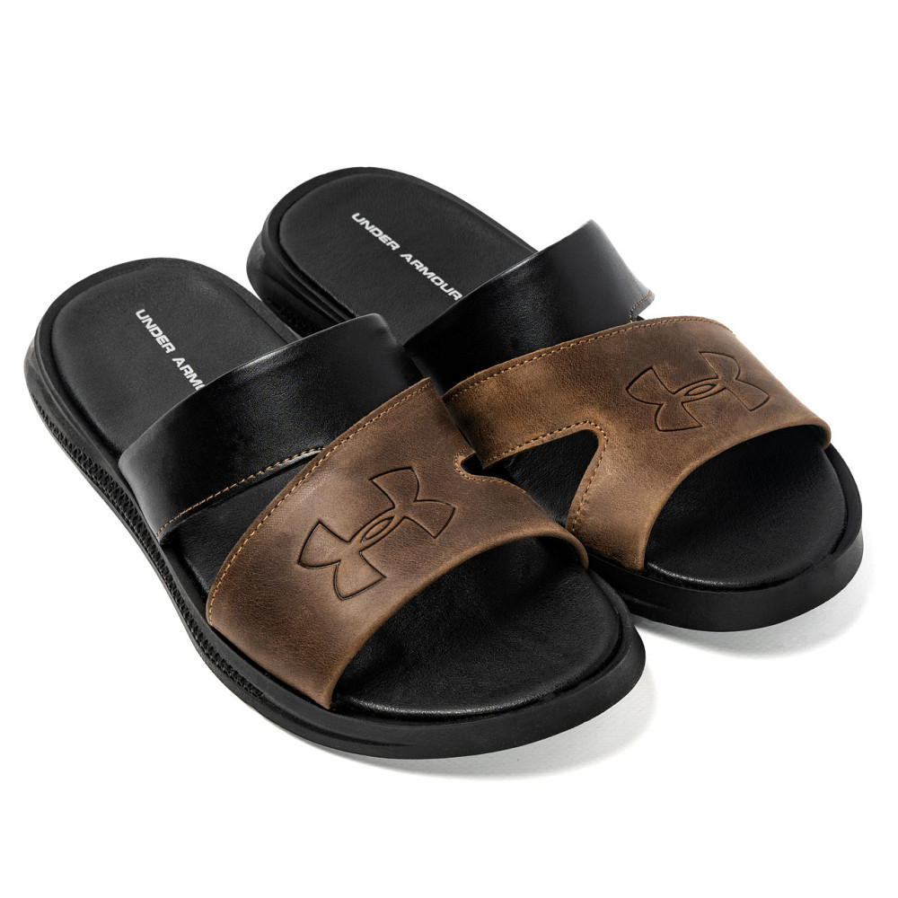 Мужские кожаные  летние шлепанцы-сланцы Under Armour Київ - зображення 4