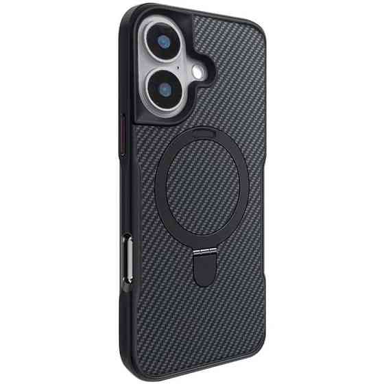 TPU+PC чехол Metal Buttons with MagSafe Carbon Ring для Apple iPhone 16 (6.1") Херсон