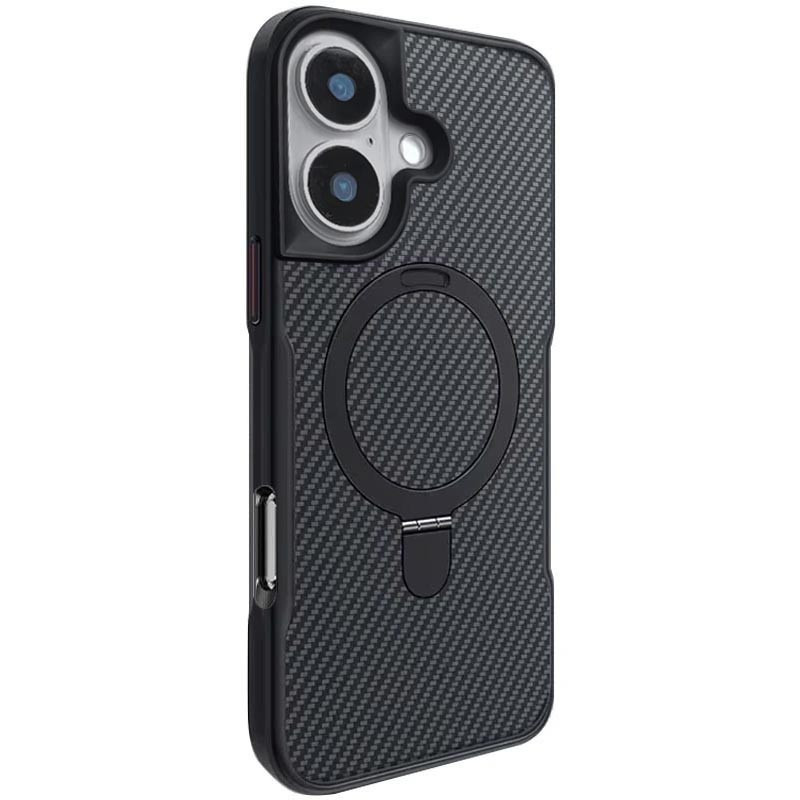 TPU+PC чехол Metal Buttons with MagSafe Carbon Ring для Apple iPhone 16 (6.1") Херсон - зображення 1