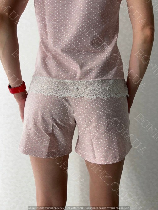 Женская пижама-шорты с кружевом и футболкой "Peachy Pearl" (арт. LPK 2870/11/01) Кривой Рог - изображение 6