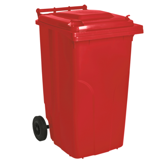 Бак для мусора на колесах с ручкой 240 л красный Київ