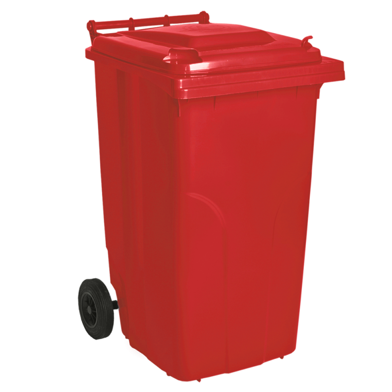 Бак для мусора на колесах с ручкой 240 л красный Київ - зображення 1