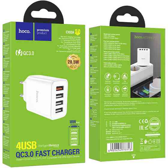 СЗУ Hoco C102A Fuerza QC3.0 (4USB-A) Херсон