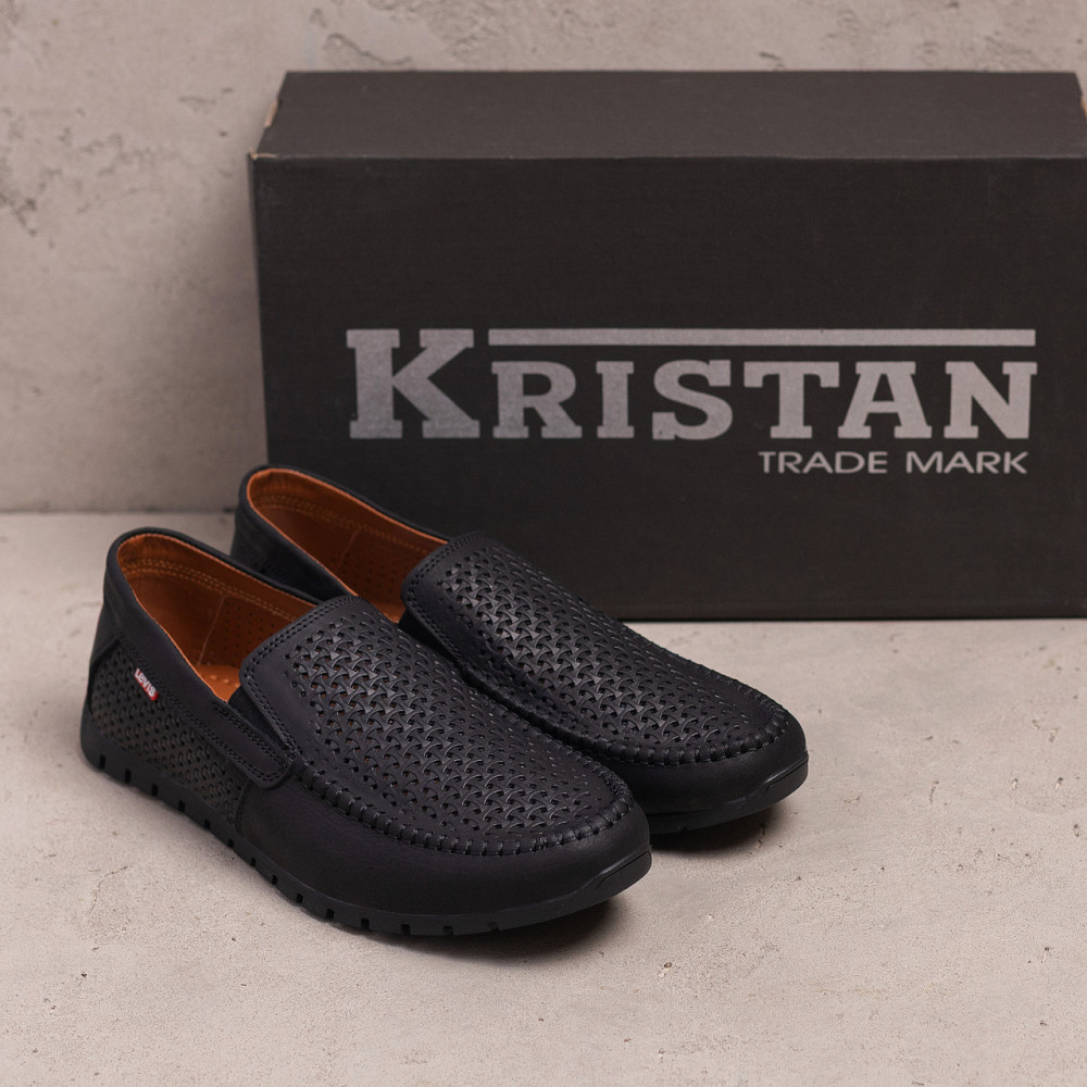 Мужские летние кожаные мокасины  LS перфорация Black Киев - изображение 6