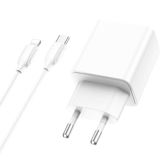 СЗУ Borofone BA67A PD20W+QC3.0 (1USB-A/1C) + кабель Type-C to Lightning Херсон - изображение 1
