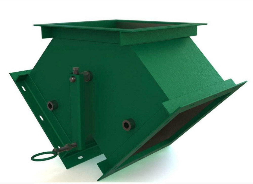 Клапан перекидний двосторонній симетричний КДЕ 300х300 мм з мот-ред. Футерування: поліуретан 6мм Київ - зображення 6