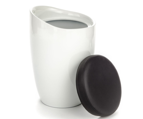 Пуф Марі пластиковий білий з чорною подушкою Дніпро - зображення 1