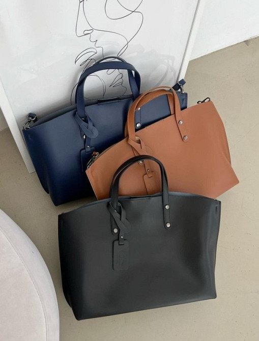 Кожаная большая женская сумка черная Италия TS000041 na ramę Одеса - зображення 1