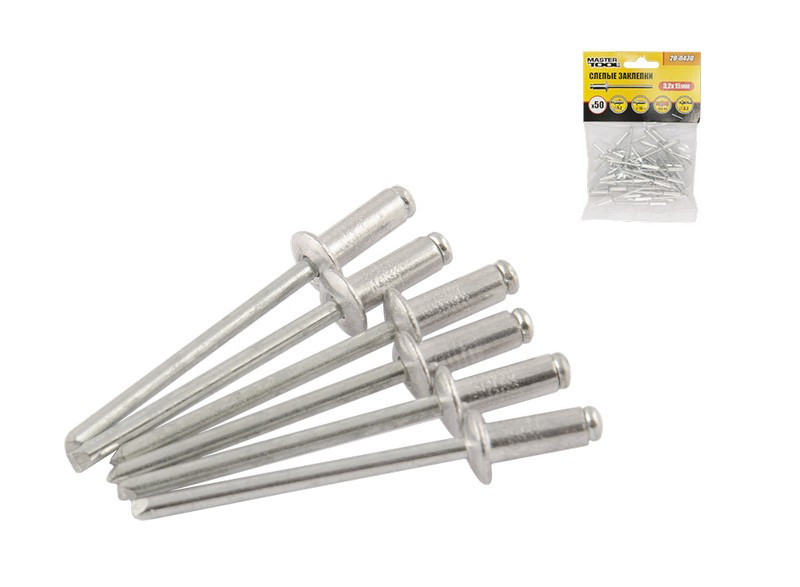 Заклепки алюминиевые вытяжные MASTERTOOL 3.2х15.00 мм 50 шт 20-0470 Харьков - изображение 1