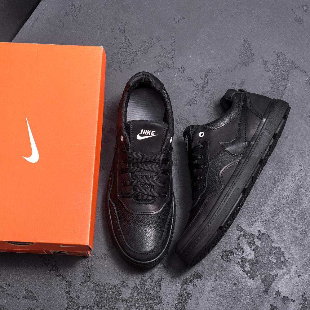 Мужские кожаные кроссовки  Nike Black Київ - зображення 10