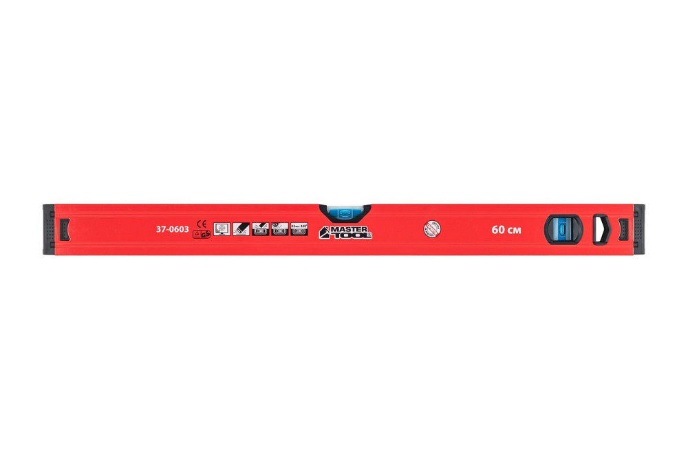 Уровень строительный MASTERTOOL ПРОФИ 60 см 2 капсулы 0,5 мм/м 0,03° фрезерованная поверхность/желоб Харків - зображення 2