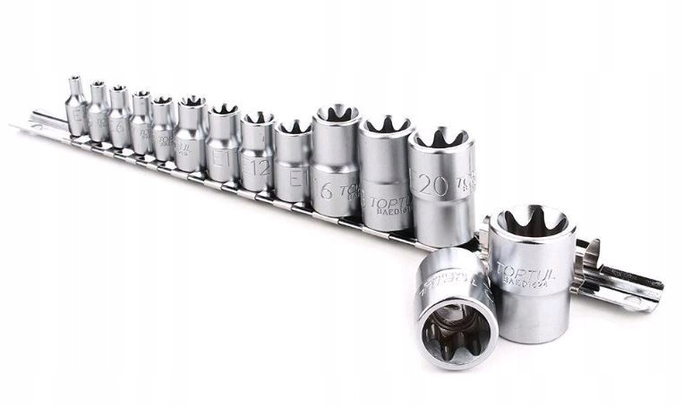 Набор головок TORX на планке TOPTUL 1/4"-1/2" E4-E24 14ед. GAAR1402 Харків - зображення 2