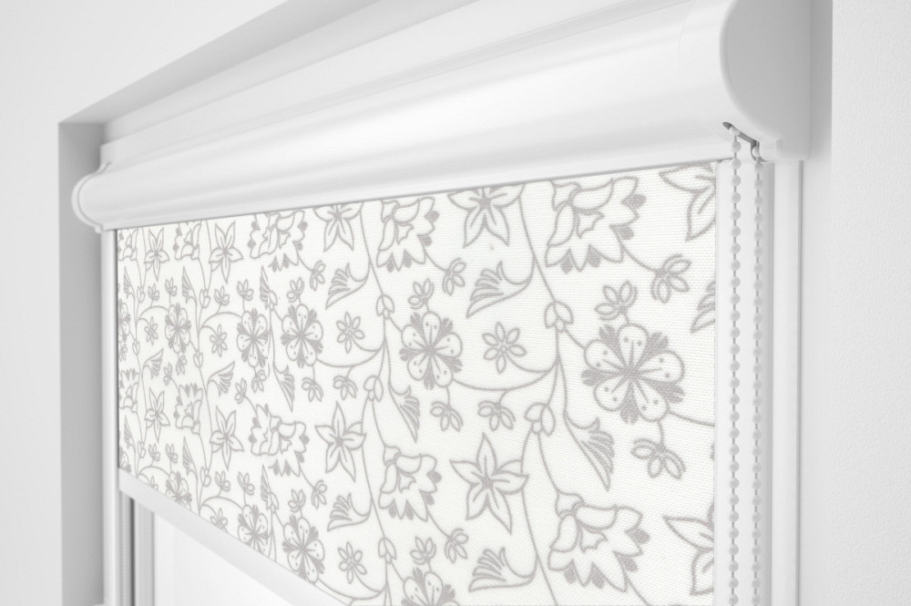 Рулонна штора Rolets Квіти 2-52721-1700 170x170 см закритого типу Біла Київ - зображення 1