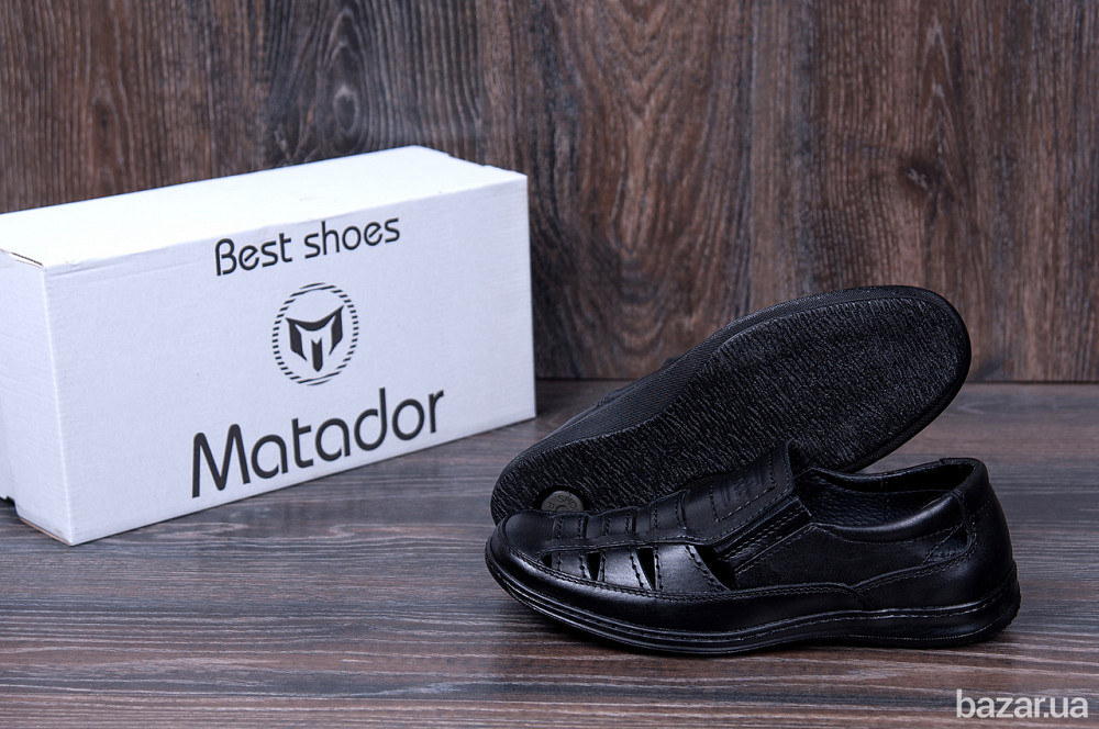 Мужские кожаные летние туфли Matador Black Киев - изображение 6
