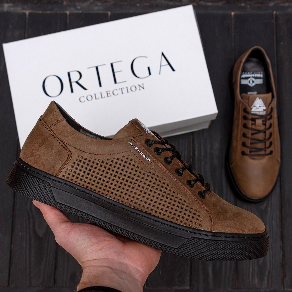 Мужские летние кожаные кеды Kristan перфорация Київ - зображення 10